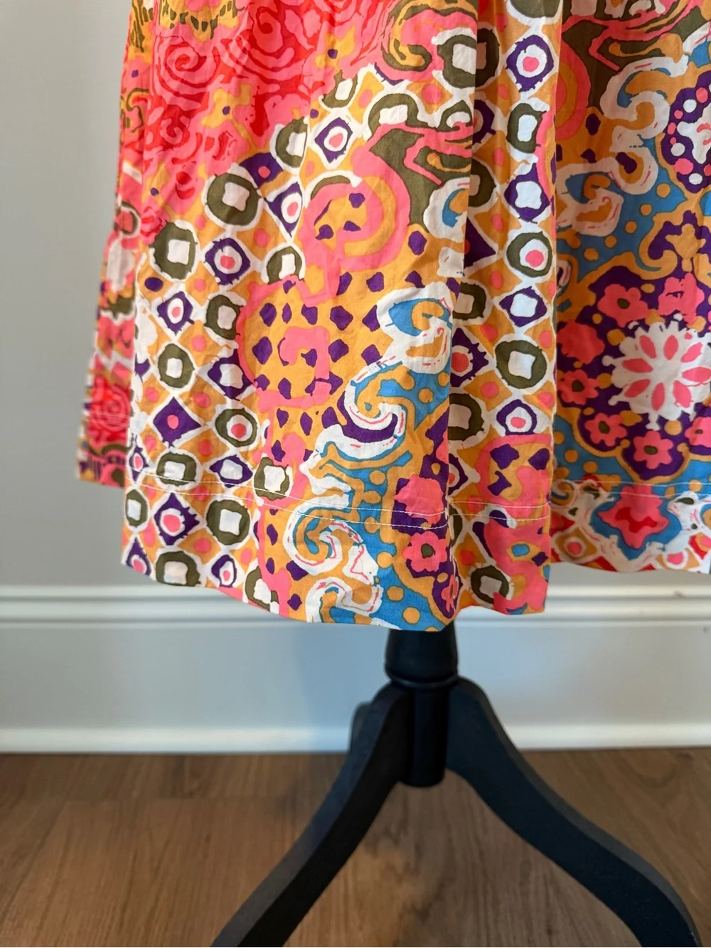 J.Crew Size 6 Colorful Abstract Print Tie Waist Button Front Midi Dress